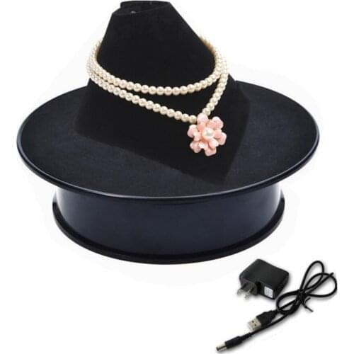 Stylish Black Velvet Top Electric Motorized Rotary Rotating Turntable For Display Or Advertising Stand 360 Plastic Battery