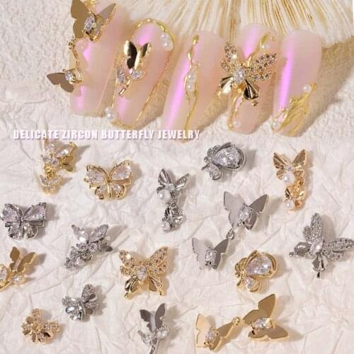 Rhinestone Manicure Accessories Butterfly Nail Jewelry 3D Nail Art Decoration
