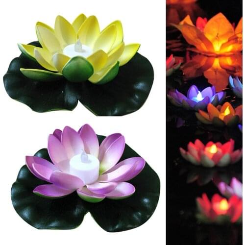 Artificial Lotus Flower LED Light Swimming Pool Garden Pond Floating Floral Lamp Lotus Flower Design Electric Decorative Lamp