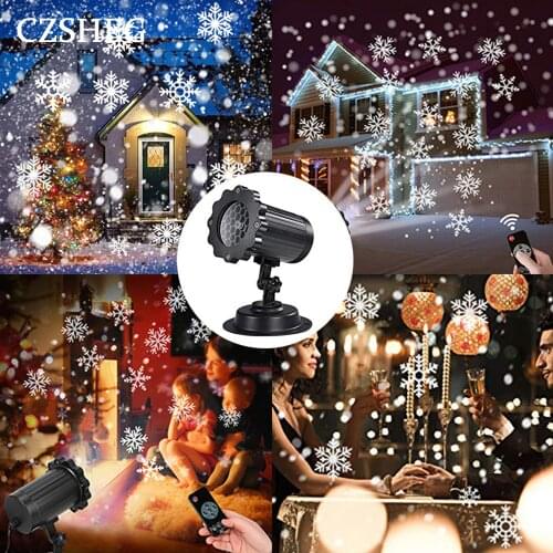 LED Stage Lights LED snowflake light white snowstorm projector Christmas atmosphere holiday family party special lamp
