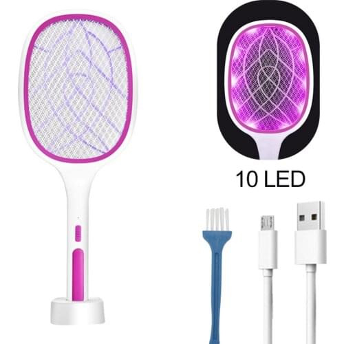 3 IN 1 LED Electronic Mosquito Killer Lamp Light 3000V USB Rechargeable Anti Mosquito Racket Swatter Zapper Trap Flies UV Lamp