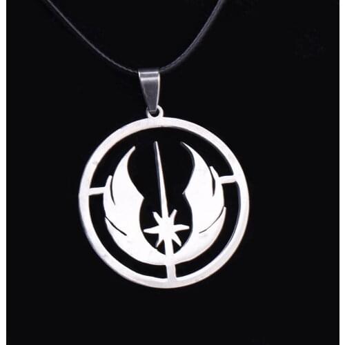 Movie Jewelry Star Necklace Jedi Symbol Emblem JEDI Order Stainless Steel Pendant for Mens Womens Classic Jewelry Accessory Gift