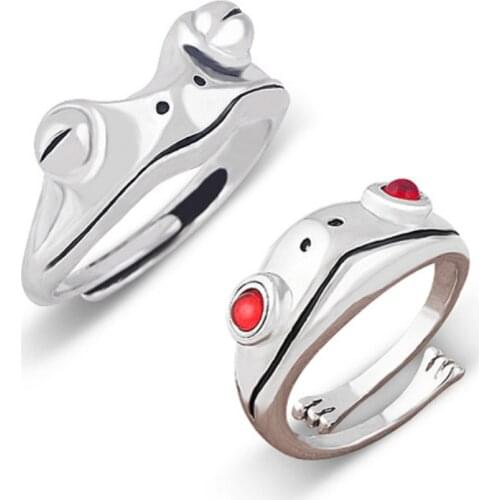 Vintage Cute Frog Rings For Women Fashion Jewelry Artistic Design Retro Open Resizable Unisex Female Statement Animal Ring Gift
