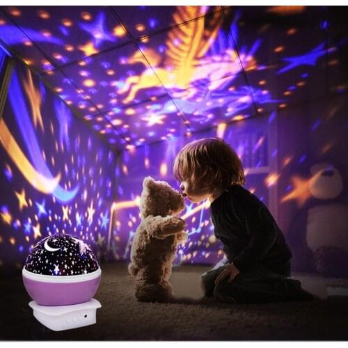360 degree rotating unicorn projection lamp starry moon colorful light USB power supply for children gift room night lighting