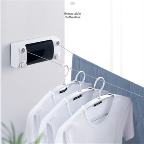 Retractable Clothes Rack Double-Ended Clothesline Laundry Storage Supplies Balcony Creative Indoor Hanger Wall-Mounted Line