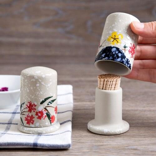 WEFLY Creative Japanese Ceramic Toothpicks Holder Cotton Swab Box Cotton Holder Case Table Decorate Storage Box Organizer
