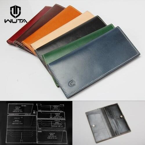 WUTA 845 Leather Craft Template Acrylic Pattern Long Wallet Cutting Model for Beginner DIY Handmade Simple Clutch Long Purse