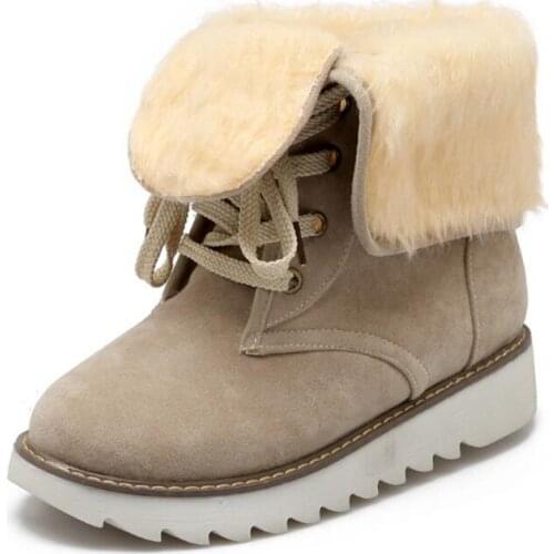 Womens Shoes boots warm and cold in winter lace up two styles of wearing thick fur lining short Martin boots snow boots New