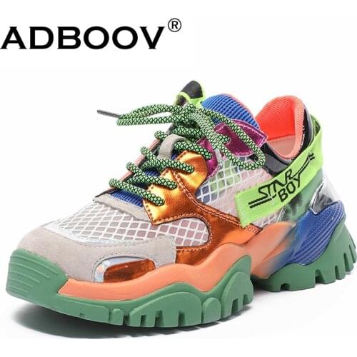 ADBOOV 2020 New Genuine Leather Fashion Sneakers Women Breathable Platform Casual Shoes Woman