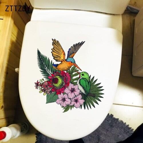ZTTZDY 23.5×24.2CM Playing With Flying Birds Classical Art Wall Stickers Mural Personality Toilet WC Decor T2-1108