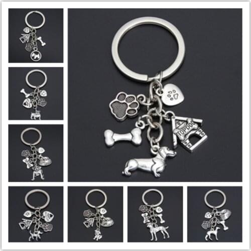 1Pcs Dog Bone Dog Paw Alloy Key Chain For Women Girl Bag Keychain Charm Pendant Jewelry Aceessories Gift For Dog Lover