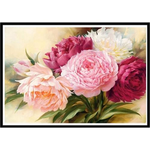 5d Diy Diamond Painting Flower Peony Imitation Cross Stitch Kit Can Be Customized Handmade Gifts Crafts Home Decoration