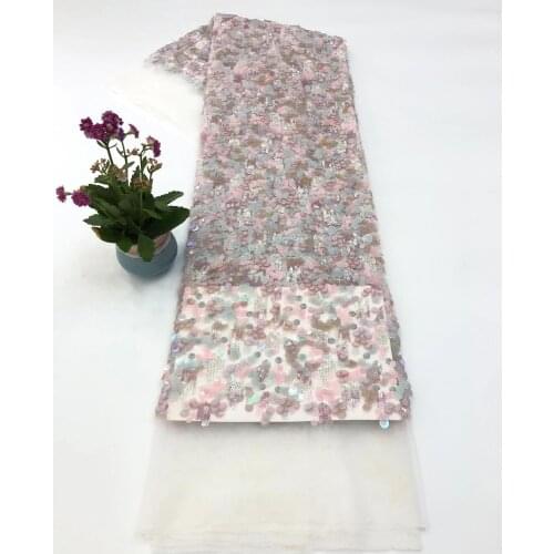 African High Quality Sequin Lace 2021 Material French Embroidery Tulle Lace Fabric Sequin Sewing Fabric XB4617