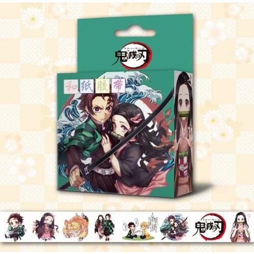 Anime Demon Slayer Kimetsu No Yaiba DIY Paper Washi Tape Adhesive Decoration Masking Tape DIY Scrapbooking Sticker 2021