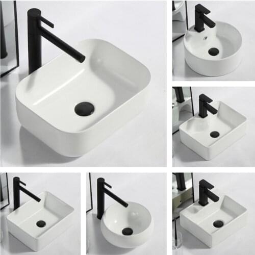 White Above Counter Wash Basin Household Balcony Small Size Wash Basin Ceramic Bathroom Mini Single Small Basin Bathroom Sink