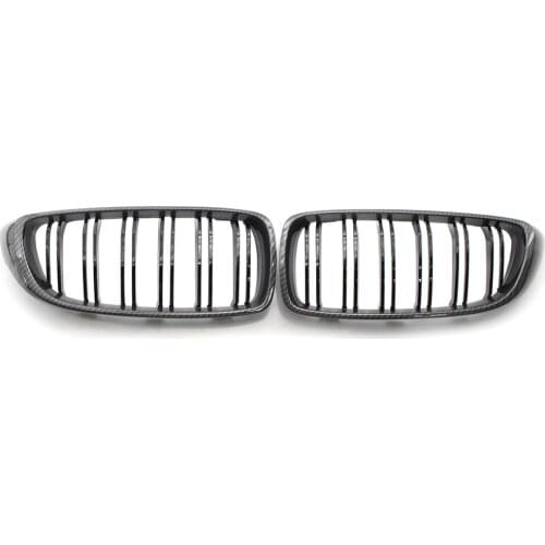 Black Dual Slat Grille w/Carbon Fiber Look Frame For BMW F32 F33 F82 Coupe 14-16