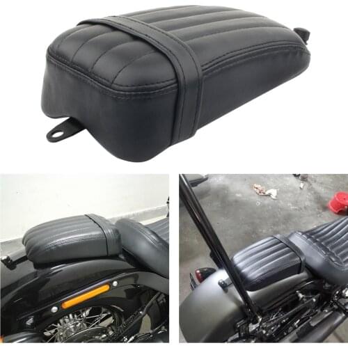 Black Pillion Pad Seat Solo Rear Seat Passenger Saddle for Harley Street Bob 2018 - 2020