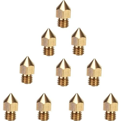 Creality 3D cr10 nozzle M6 5pcs 0.2 0.3 0.4 0.5 0.6 0.8 1.0 1.2mm Extruder MK8 Nozzles for CR-10 CR-10S S4 Ender-3 printer parts