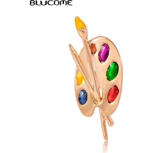 Blucome Fashion Brooch Colorful Enamel Artist Decorative Palette Badge Unisex Children Dress Costume Sweater Bag Lapel Pins Gift