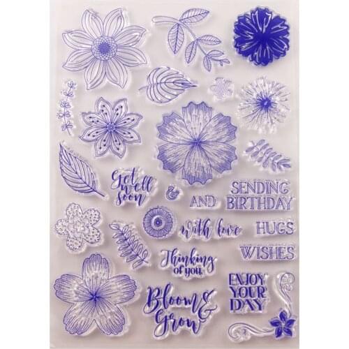 Blooming Flowers Leaves Transparent Clear Silicone Stamp/Seal for DIY Scrapbooking/photo Album Decorative Clear Stamp Sheets