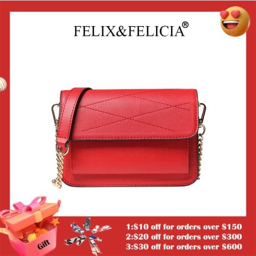 FELIX&FELICIA Factory Brand Fashion Casual Pu Leather Crossbody Bags For Women Ladies Shoulder Messenger Square Mini Chain Bag