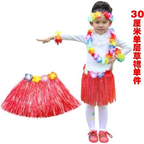 Performance set Children 's Day Children' S Elastic Waist Hawaiian Skirt Dance Garment Rings Performance Set Long 2020