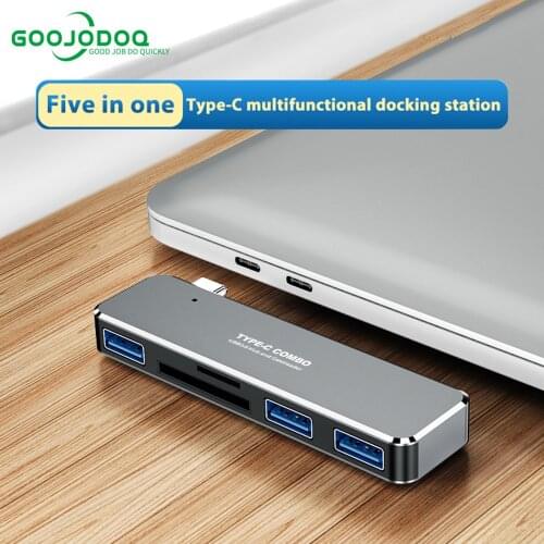 GOOJODOQ USB Type-C Hub Adapter with USB-C USB 3.0 SD For 2020 iPad Pro Tablet Hub SD for MacBook Pro Air Adapter Type-C HUB