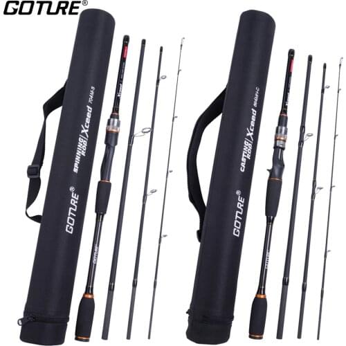 Goture Xceed 4-piece Lure Fishing Rod 1.98M 2.1M 2.4M 2.7M 3.0M Travel Rod M MH Spinning/Baitcasting Rod With Cloth Tube