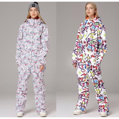 2019 Winter Ski Suit Hooded Women Overalls One-Piece Skiing Jumpsuit Outdoor Warm Snowboard Jumpsuit Sports Waterproof