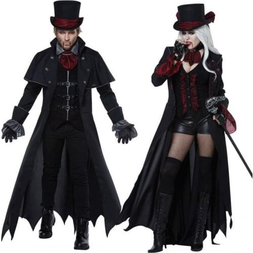 New Adult Vampire Costumes Women Mens Halloween Party Vampiro Couple Movie Cosplay Fancy Outfit Clothing Dresses