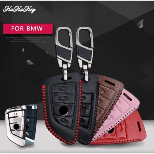 KUKAKEY Leather Car Key Case Cover For BMW F30 F20 X1 X3 X5 X6 X7 F20 E34 E90 E60 E36 Car Protection Key Shell Accessories