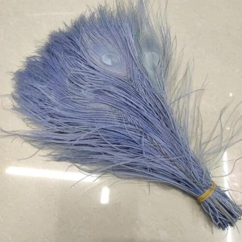 Pretty Wholesale 500 PCS Light Blue Natural Peacock Feathers 25-30 cm/10-12 inches Home Wedding Party Decoration