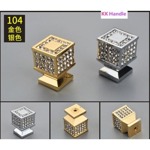 Brass 24K Gold Czech Crystal Cabinet Knobs and Handles Drawer Furnitures Cupboard Wardrobe Vintage Knobs Door Pull Handles