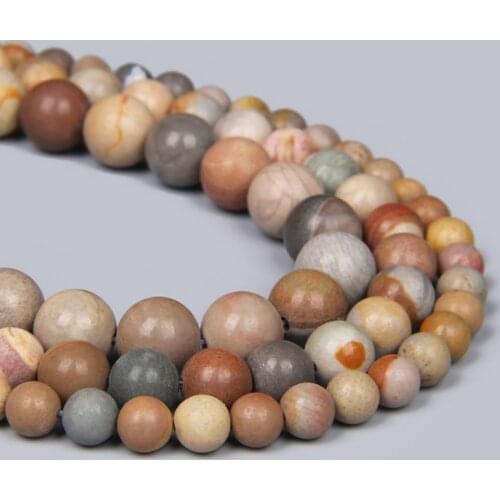 Dull Polish Matte American Picture Stone Beads Loose Spacer Round Mineral Jaspers Beads For Jewelry Making Wholesale Accessories