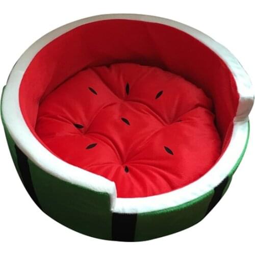 Cute Kennel House Warm Watermelon Modeling Dog Bed Mat Sofa Pet Cat Bed for Dogs Fruit Bed S M L