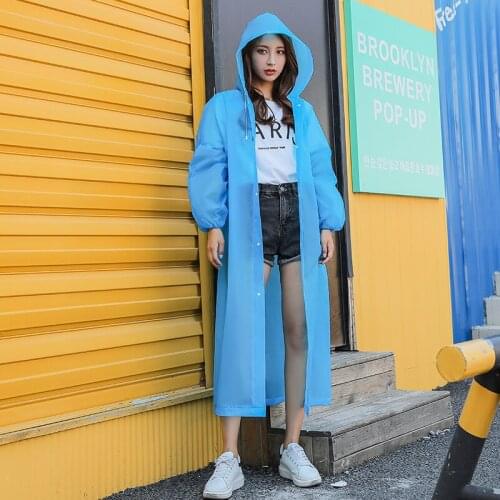Eva Fashion Poncho Non Disposable One-piece Raincoat Outdoor Adult Portable Rain Gear for Hiking Clear Raincoat Poncho