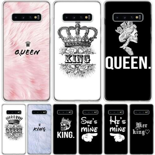 Fashion Pattern King Queen Phone Case for Samsung Galaxy S10 S20 Ultra Note 10 9 8 S9 S8 S7 J4 J6 J8 Plus Lite + Popular Cover C