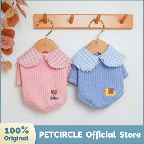 PETCIRCLE New Dog Puppy Clothes Plaid Doll Collar Bottoming Shirt Pet Cat Fit Small Dog All seasons Pet Cute Costume Dog Cloth