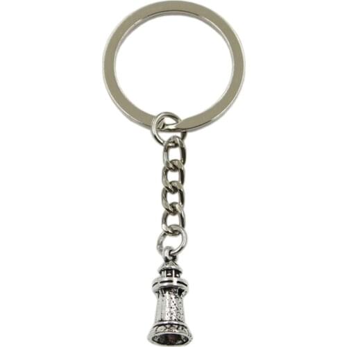 New Hot Men Key Ring Metal Key Chain Keychain Gift Jewelry Silver Color Watchtower Castle Lighthouse Pendant Great Promotion