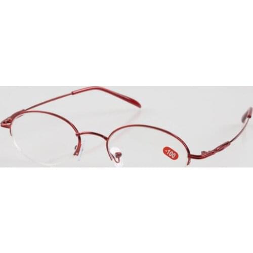 New Women Finished Myopia Glasses Ladies half Frame Memory Metal Nearsighted Glasses Ultralight Flexible Legs -1.0 TO -4.0 M024