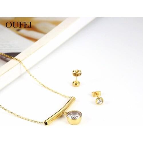 OUFEI Stainless Steel Jewelry Woman Vogue 2019 For Lovers Necklace And Earring Set Gifts For Women Jewelry Accessories