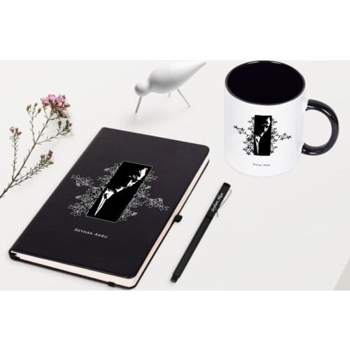 Personalized Ataturk Themed Black Notebook Pen Mug Set-8
