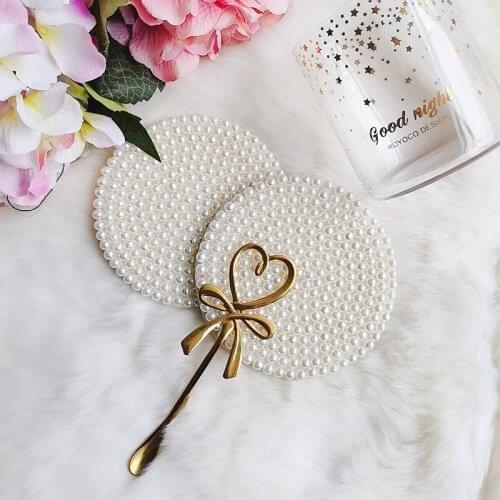 Pearl Cup Costers Water Mugs Insulation Pad Handmade Beaded Coasters Placemats for Dining Table Decor Luxury Decor Place Mats