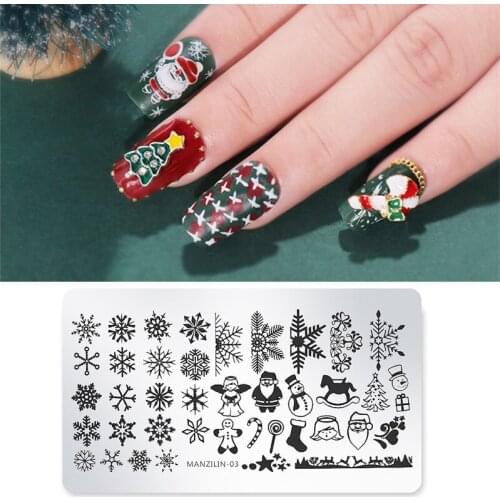 1PC Christmas Nail Stamping Plates Polish Templates Snowflake Winter Design Stencils Molds Manicure Nail Stamp Tools 2022 NEW