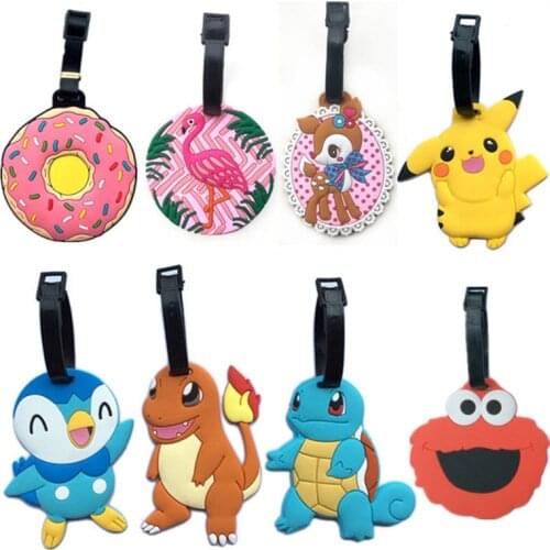 Silica Gel Cartoon Kawaii Animal Luggage Tags Pig Cat Mouse Baggage Name Tags Suitcase Address Label Holder Travel Accessories