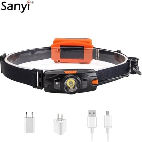 3 Modes LED Headlamp USB Rechargeable Headlight Body Motion Sensor Head Flashlight Camping Torch Light Lamp Built-in Battery