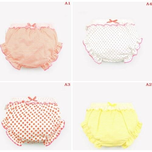 Hot 4 Styles Cute Ruffle Stripe Panties Dots Kids Girl Infant Baby Cotton Underwear For 0-2T Children Gifts