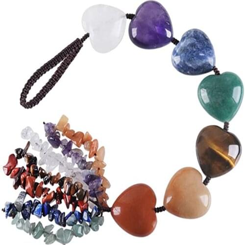 FYJS Unique Many Color Love Heart Stone Pendant with Irregular Shape Tassels Romantic Style Jewelry