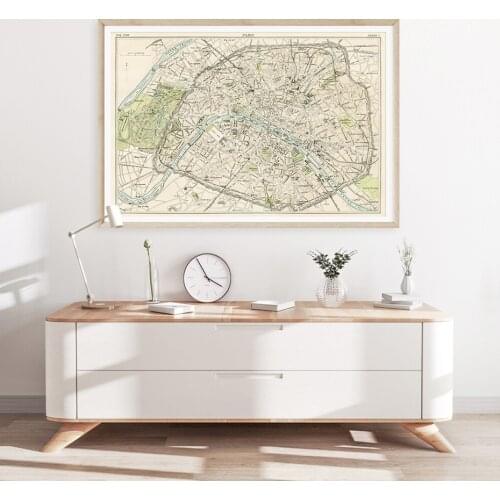 Vintage New York London Paris Cities Maps Canvas Painting Prints Wall Art Poster Picture for Living Room Home Interior Decor