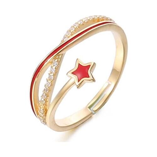 Silver 925 Rings For Women Original Couple Open Adjustable Rings 2021 Trend Gold Jewelry Vintage Zircon Luxury Fashion Star Lady